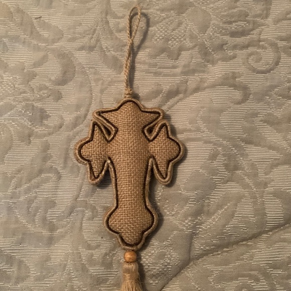 Burlap beaded cross with tassel-new-never used! - Picture 2 of 4